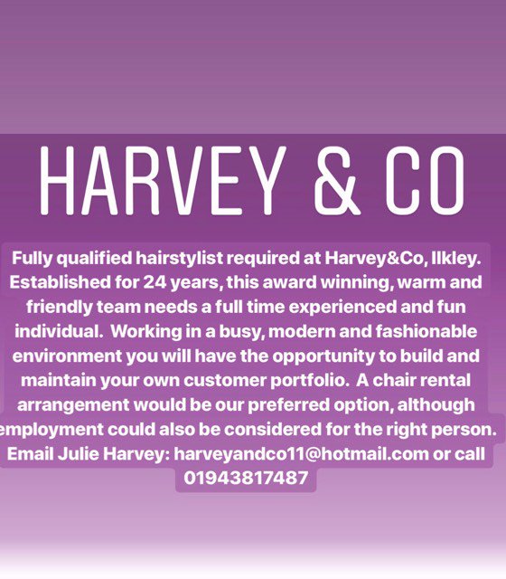 Harveyandco's tweet photo. 😚💇‍♀️
#ilkley#thegrove#harvey&amp;co#jobs#westyorkshire#hairstylist#chairrental https://t.co/JxChgd7xhc