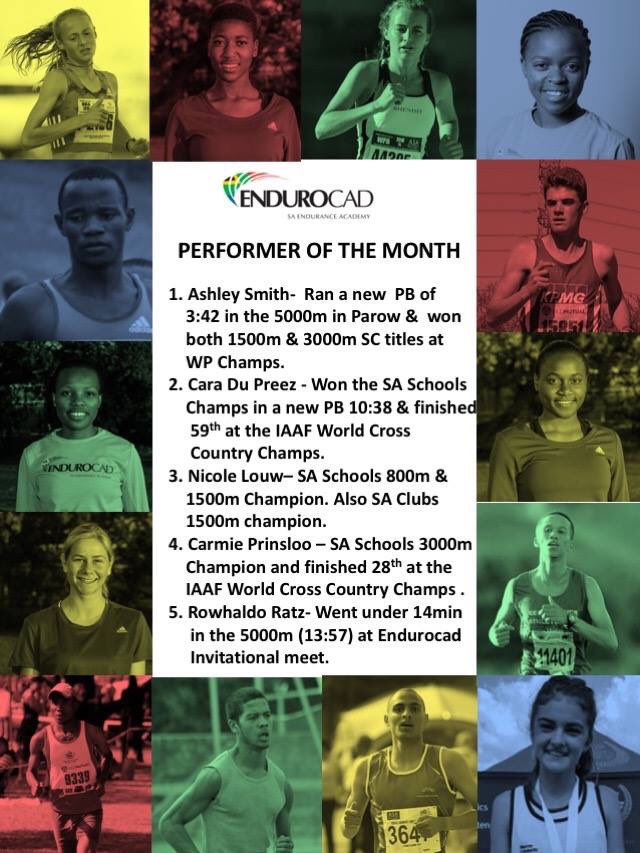 Endurocad's tweet photo. Vote for the Endurocad athlete of the monthly for March. What a month it was! Couple of SA Champions, loads of Pb’s and medals !! Read more https://t.co/51kecniEVa we will have a twitter poll where u can vote for your athlete of the month.   #excellence #sacanrun https://t.co/ysrafQU5aY