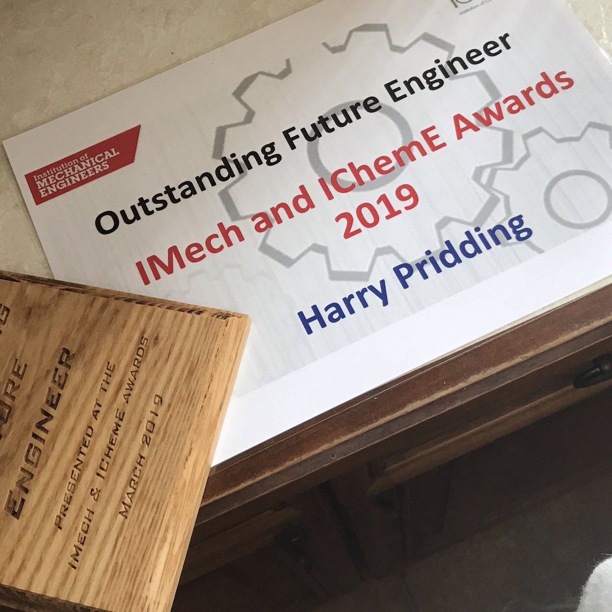 JusPudd's tweet photo. Congratulations Harry - IMECH Outstanding Future Engineer award https://t.co/BflM3lM1RR