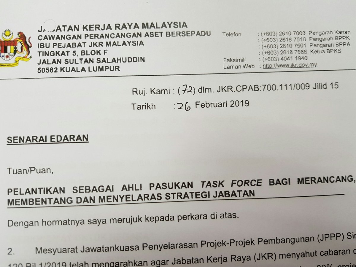 Mesy Task FORCE CPAB Bil 1 pd 4.4.19. bagi membincangkn pelan tindakan utk Track 1 dibwh CPAB yg dipengerusikan oleh Tuan <a href="/abhamidjkr/">abhamid</a> , PK <a href="/JKRCPAB/">Caw. Perancangan Aset Bersepadu, JKR Malaysia</a> . T/k atas passion semua dlm memberikn input terbaik utk jabatan.
<a href="/JKRMalaysia/">JKR Malaysia</a> 
<a href="/Hamidah1996/">Hamidah</a> 
<a href="/CDPK_IPJKR/">Cawangan Dasar & Pengurusan Korporat JKR Malaysia</a>