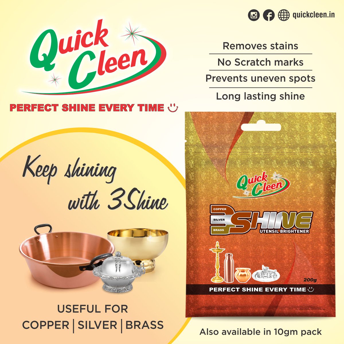 quickcleen's tweet photo. @quickcleen 3 Shine Utensil Brightener. Remove stains, No scratch marks, prevent uneven spots, long lasting shine... #QuickCleen #KeepShining with #3Shine #PerfectShineEveryTime https://t.co/v0RtyPfEQU