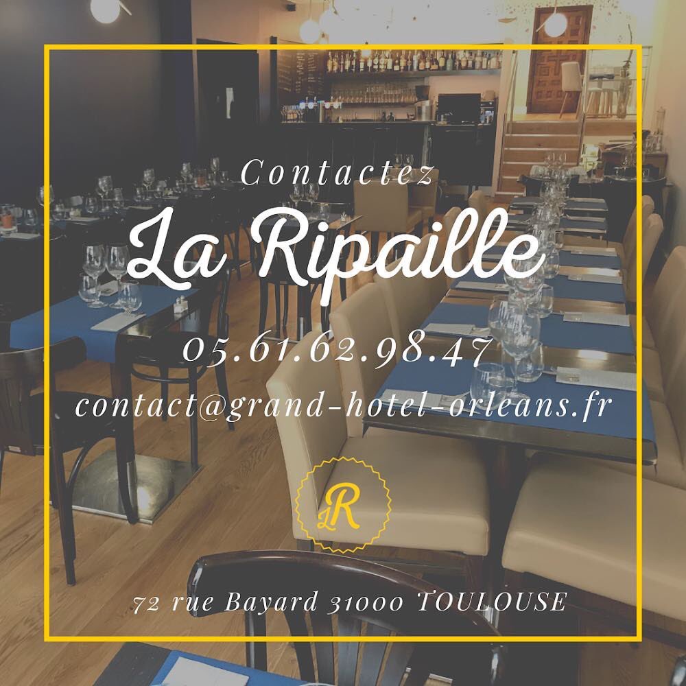 Vous recherchez un lieu où faire vos rendez vous au calme et à tout heure de la journée ?? On vous attend chez nous 😊

Face à la gare Matabiau
la ripaille et le GHO 👍

#parking #resto #hotel #seminaires <a href="/ToulouseLive/">Toulouse Live</a> <a href="/actutoulouse/">Actu Toulouse</a>  <a href="/20minutestoul/">20 Minutes Toulouse</a>