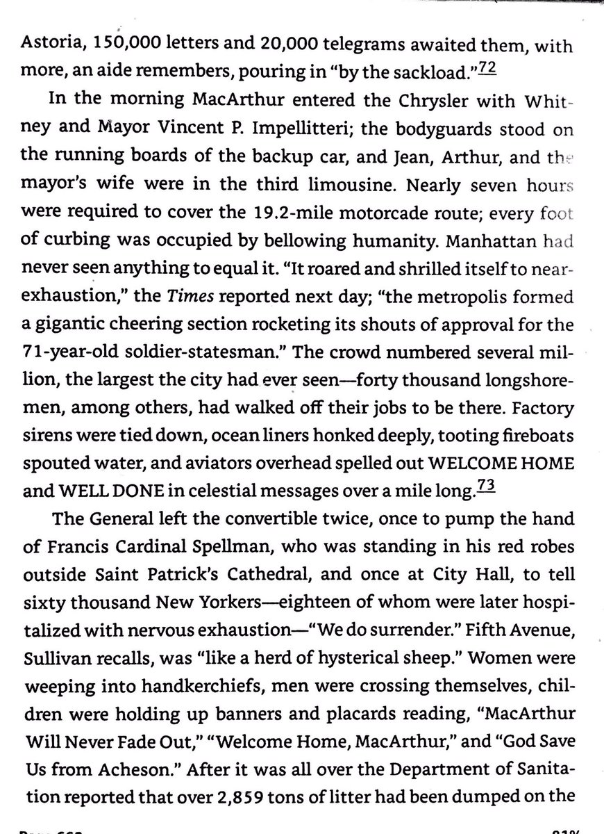 MacArthur’s reception by the public of Washington and New York