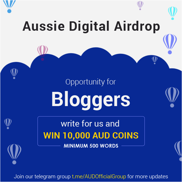aussie_digital's tweet photo. Great opportunity Bloggers!
Write a #blog for us that spread the word about Aussie Digital #Airdrop and receive 10,000 AUDcoin for your efforts.
#AussieDigital #Freecryptocoin #Earnmoney #Bloggers https://t.co/bYK29FID8Z