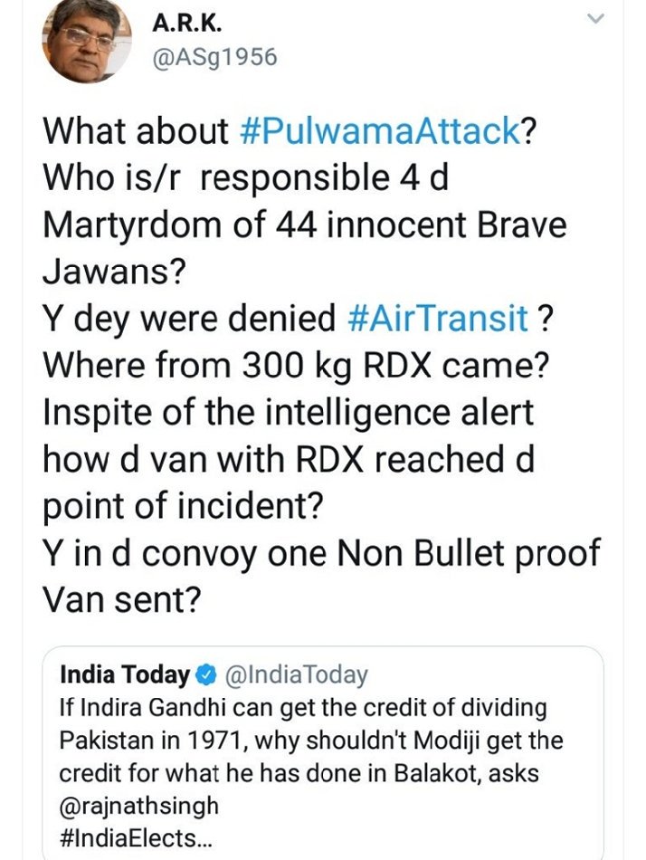 @narendramodi We salute the valour of our brave #DefenseForces but we will keep repeating asking questions on d tragic incident of #PulwamaAttack
until n unless we get a thorough reply n assurance from ur govt for a thorough investigation👇🏻👇🏻👇🏻