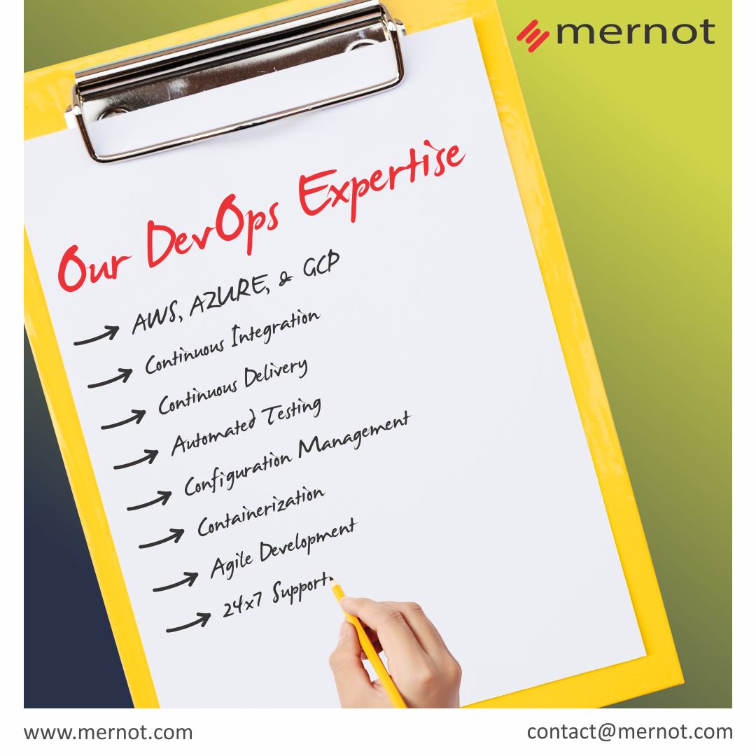 Mernot_inc's tweet image. List Down #DevOps Expertise in process of #softwaredevelopment of @Mernot_inc 

To know more connect with us at mernot.com

#DevOpsExpertise @Mernot_inc #softwaredevelopment #AgileDevelopment #AWS #Azure #AutomationTesting