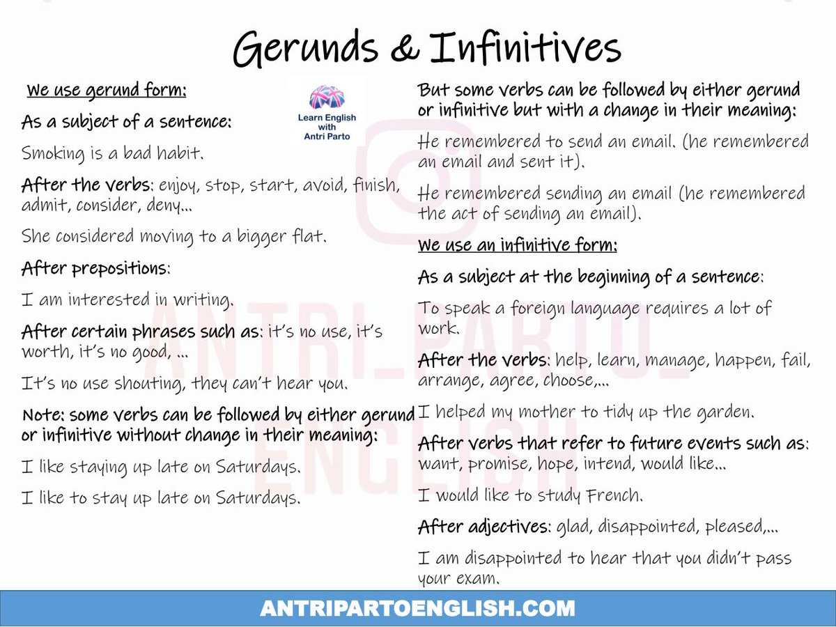 MyLinguaAcademy's tweet photo. GERUNDS & INFINITIVES
#learnenglish https://t.co/NyfPVJYd9F