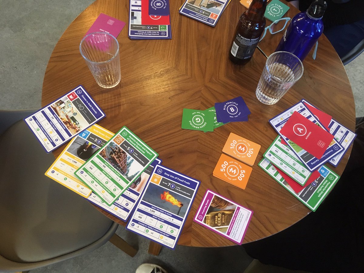 TheHumanChange1's tweet photo. Fab evening last night spent playing 2030 #SDGs game thanks to @MeaningConf @L0uiseAsh @FairerSociety. Thought provoking, sobering, fun #collaboration #teamwork #vulnerability https://t.co/e6utudXyD8