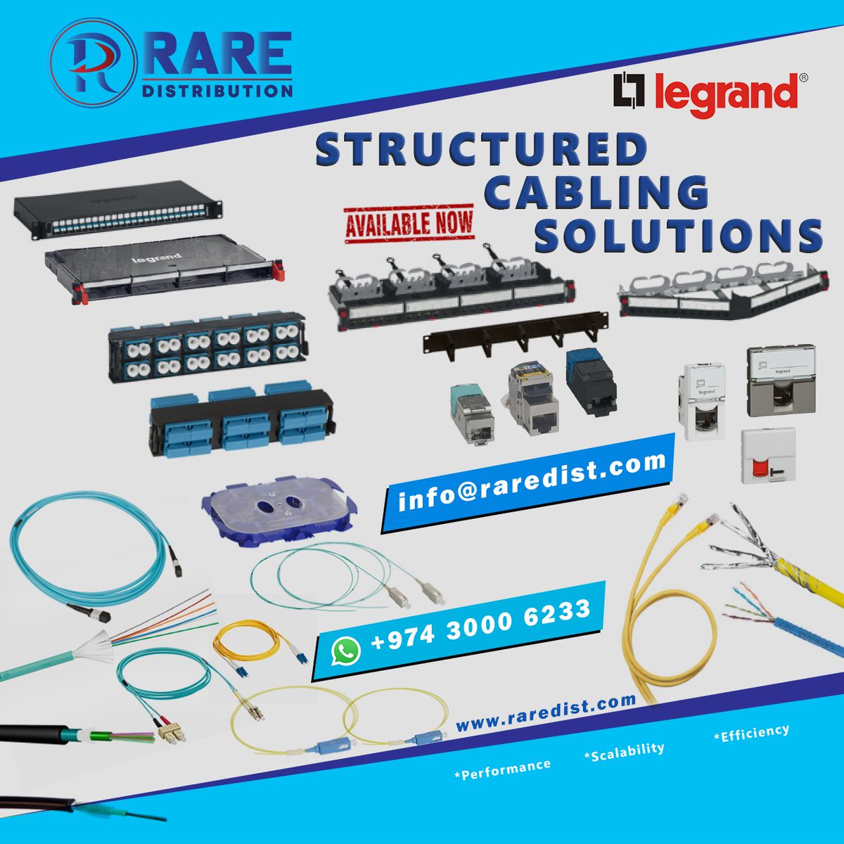 RareDist's tweet photo. #Copper #Fiber #voice #Racks #DataNetwork #cat6A #Legrandcablingsystem #DakerDKPlusUPS #Infrastructurecabling #Rack #sockets #module #patchpanels #Cabinets #legrandqatar #connect #patchcords #single_mode_optical_cords #PIGTAIL #optic_drawers @LegrandUK @Legrand @Legrand_CAC https://t.co/rFb8SloVMW