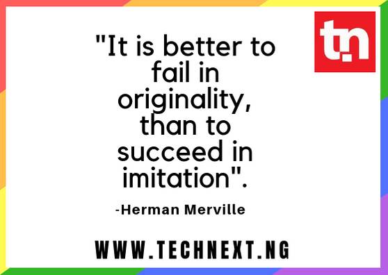 technextdotng's tweet photo. #Thursdaythoughts
You have two options when it comes to your buissness: Fall in line with everyone else or assert your originality.
.
.
#ThursdayMotivation #WeAreTechnext
#Originality #Imitation #Technextquotes https://t.co/btGFYSvHGH