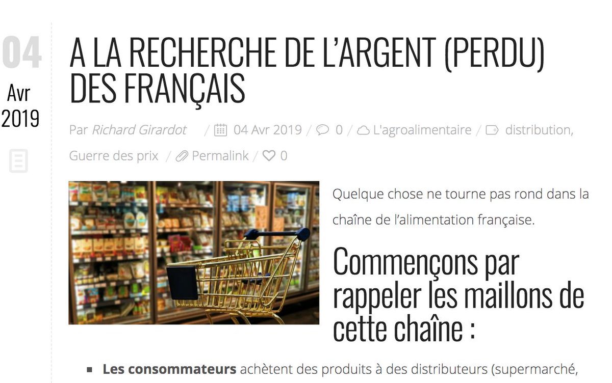 #EGAlim L’argent payé par les consommateurs pour mieux rémunérer les producteurs a été encaissé par les distributeurs. Or, ces distributeurs nous demandent une baisse des prix de nos produits ! Les agriculteurs, quant à eux, n’ont rien reçu. A lire ici : richardgirardot.fr/a-la-recherche…