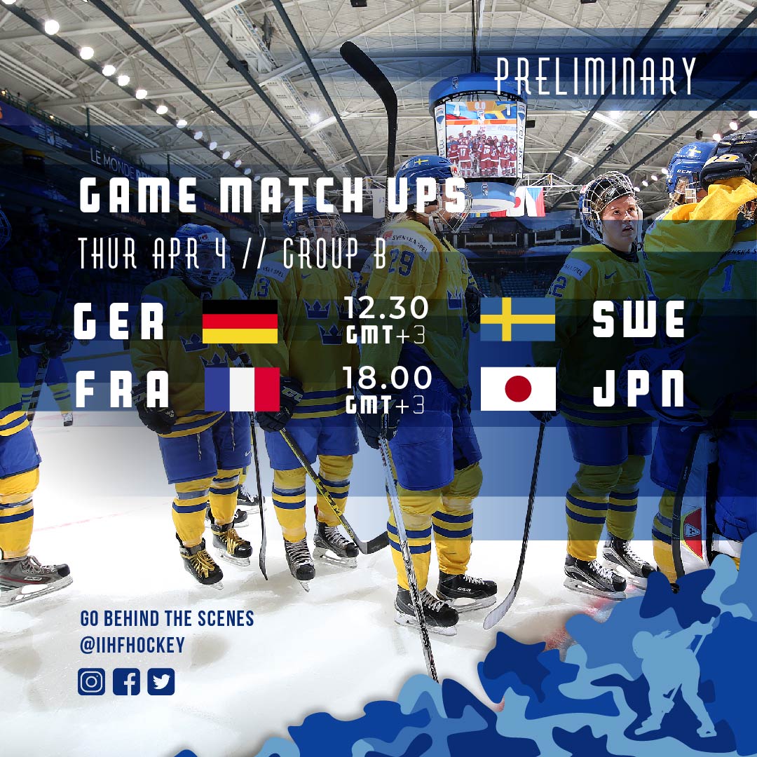 IIHFHockey's tweet photo. TODAY! The 2019 #WomensWorlds kicks off with eight teams seeing game action. 

12.30 🇩🇪 vs 🇸🇪
16.00 🇨🇭 vs 🇨🇦
18.00 🇫🇷 vs 🇯🇵
19.30 🇫🇮 vs 🇺🇸

Which team are you watching? https://t.co/O9GDuJ8ooG