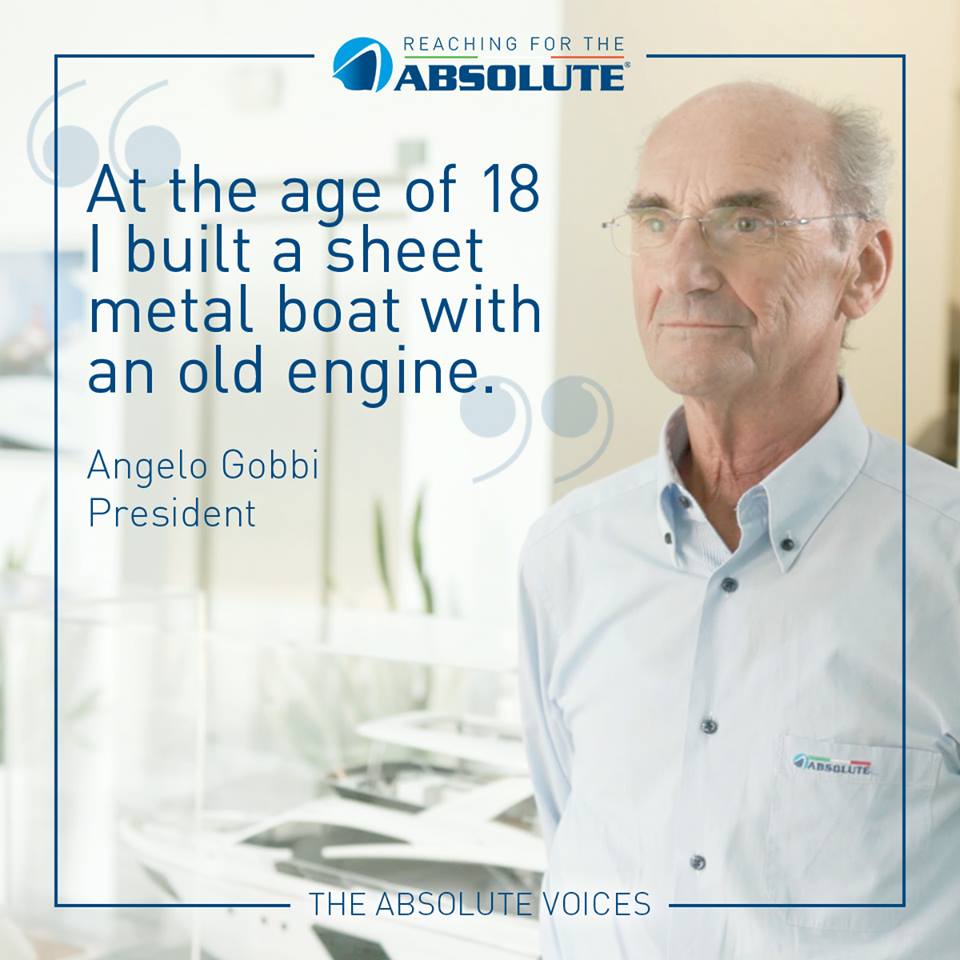AbsoluteYachtHK's tweet image. The story of #AbsoluteYachts begins &quot;in the Po&quot; when Angelo Gobbi, owner of a bodywork, starts young for passion to build racing motorboats. 
#ReachingForTheAbsolute
Learn more: bit.ly/2TQJiDy