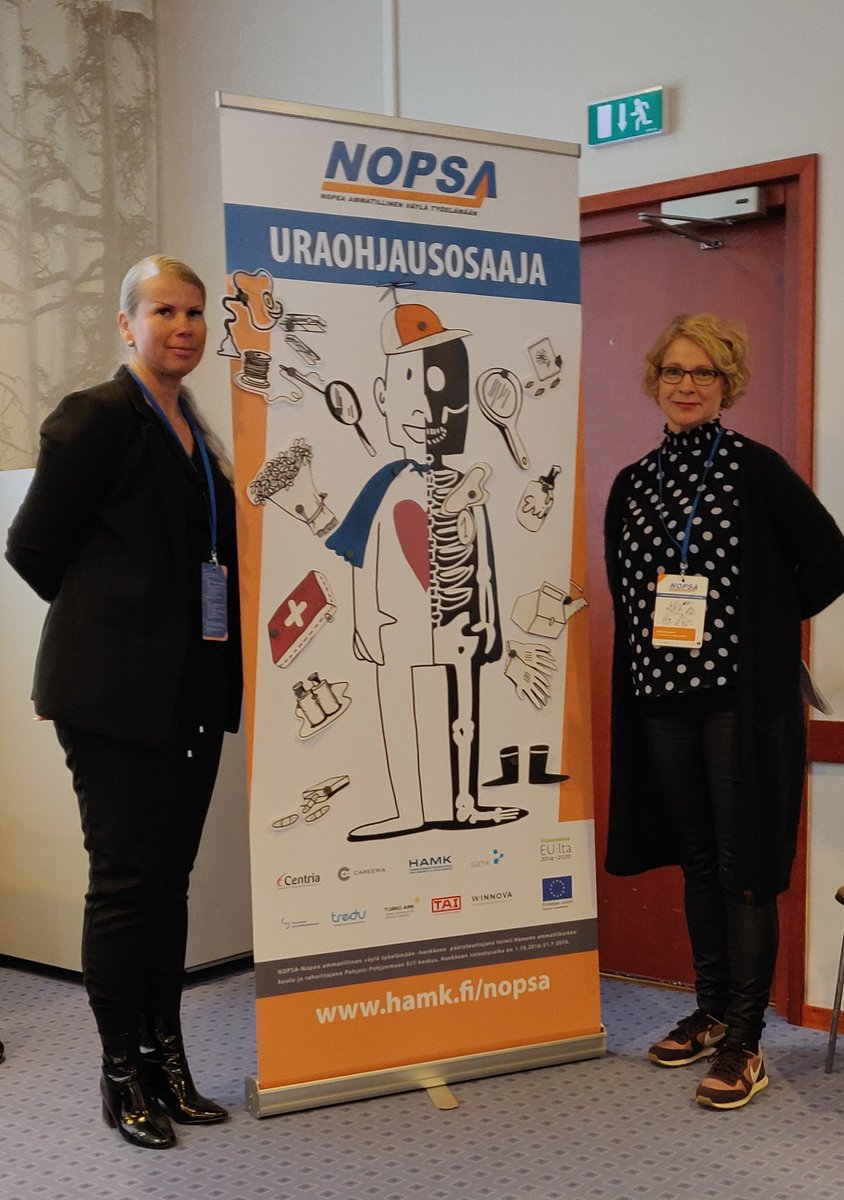ARaudasoja's tweet photo. Sanna Heino ja Outi Rantanen esittelevät uraohjausosaajan osaamisvaatimuksia. Haluatko osoittaa oman osaamisesi osaamismerkillä? @nopsahanke se on mahdollista, ota yhteyttä!#nopsahanke https://t.co/B0D7zgEAvg