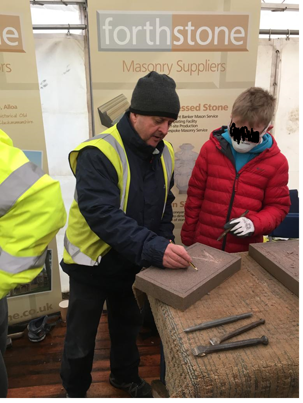 ForthStone1's tweet photo. Careers in construction open day at the Scottish Mining Museum in Newtongrange, Arranged by Dunedin Training Group to encourage P6 &amp; P7 pupils into the construction industry. 
The pupils were all eager to take part in the tooling of the sandstones. https://t.co/qO3Oj4U7Mt