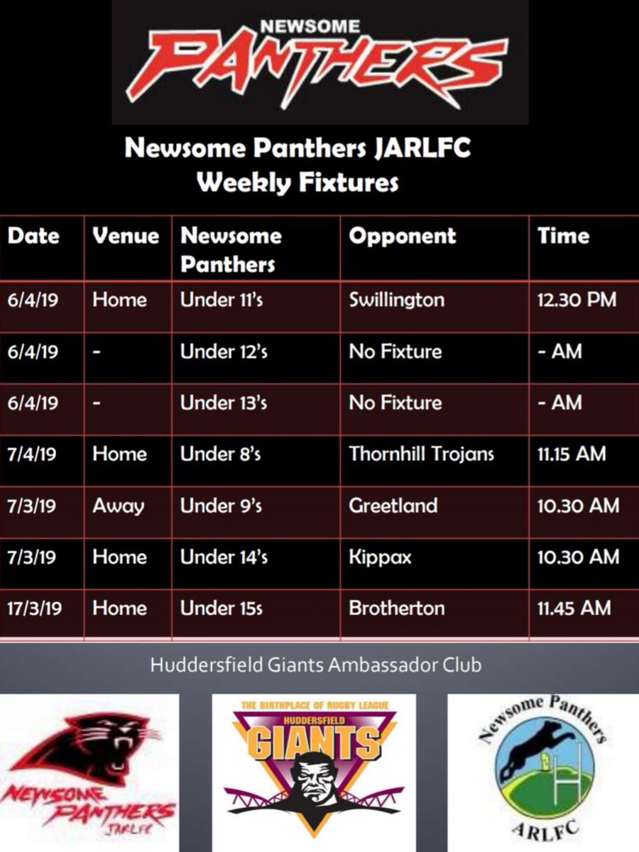 NewsomeOpenAge's tweet photo. This weeks fixtures for the Panthers!

Get yourself along and show your support!

#UTP 🔴⚫️ https://t.co/saVvNvkhXh