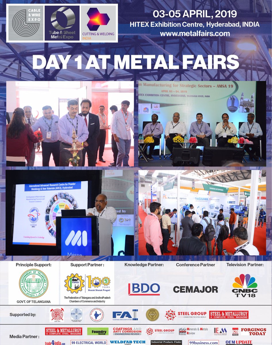 WireExpo's tweet photo. A Huge Success on Day 1
#day1 #metal #industry #exhibition #conference #inauguration #hyderabad #business #messeindia https://t.co/DOIXVVq20B