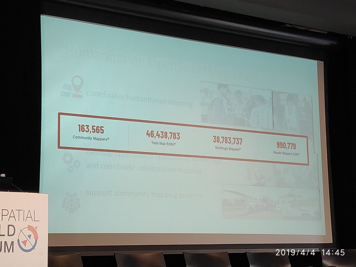 meghadatta17's tweet image. Melanie Eckle of @hotosm shares work done by 163,565 #open mappers to take #Geospatial to the masses. Mapping by the people, for the people 👍🏼 #geospatialbydefault #GWF2019 #Geo4SDGs