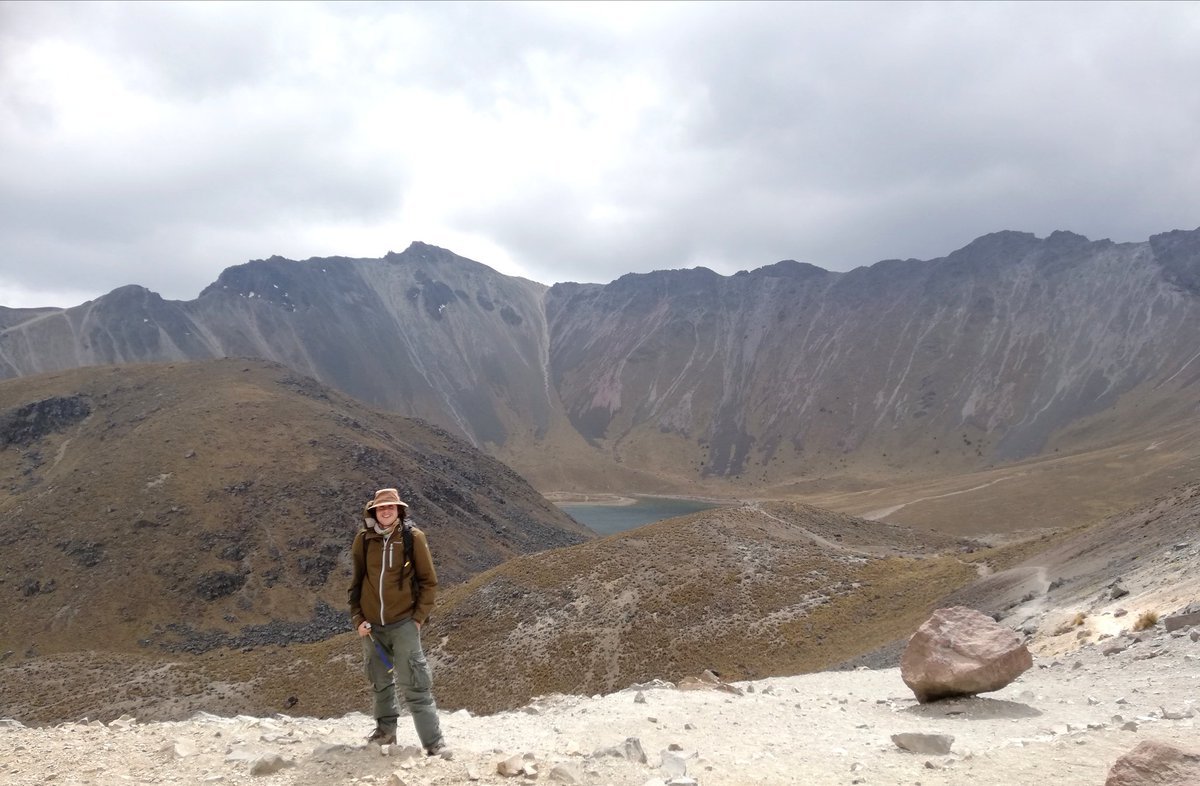 MagmaticAl's tweet photo. Had a lot of fun exploring the crater of Nevado de #Toluca volcano as our fieldwork in Mexico continues. Although not as well known as #Popocatépetl in the Sierra Nevada range, this volcano has had some large Plinian eruptions in the past. #volcanology #tephra #MexiDrill https://t.co/ClSR1EdGCA