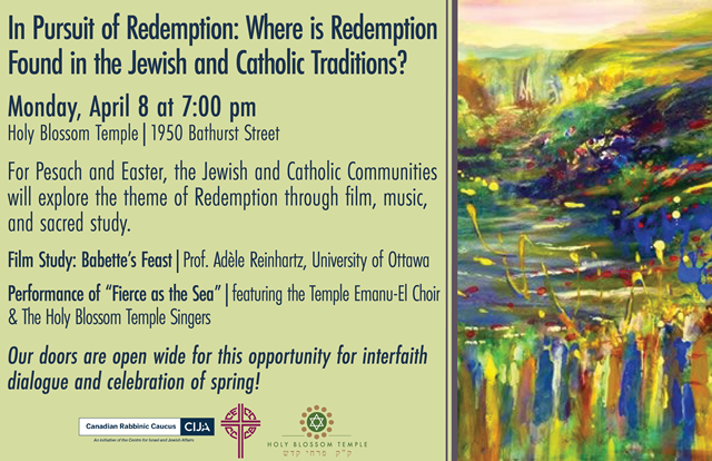 CCCB_CECC's tweet photo. Reminder: Canadian Conference of Catholic Bishops–Canadian Rabbinic Caucus Dialogue open event in Toronto, Monday 8 April at 7:00 p.m. "In Pursuit of Redemption: Where is Redemption Found in the Jewish and Catholic Traditions?" @CanadianRabbis https://t.co/lrYLQsk124