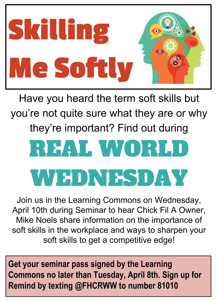 Are you wanting to get ahead in the workplace? Are you looking for that competitive edge? Do you want to sharpen your soft skills? Chick-Fil-A Owner Mike Noels will explain what soft skills are &amp; how they help you be successful! #Realworldwednesday <a href="/SonnyArnel/">Sonny Arnel</a>  @FHCAD <a href="/FHCToday/">FHCToday</a>