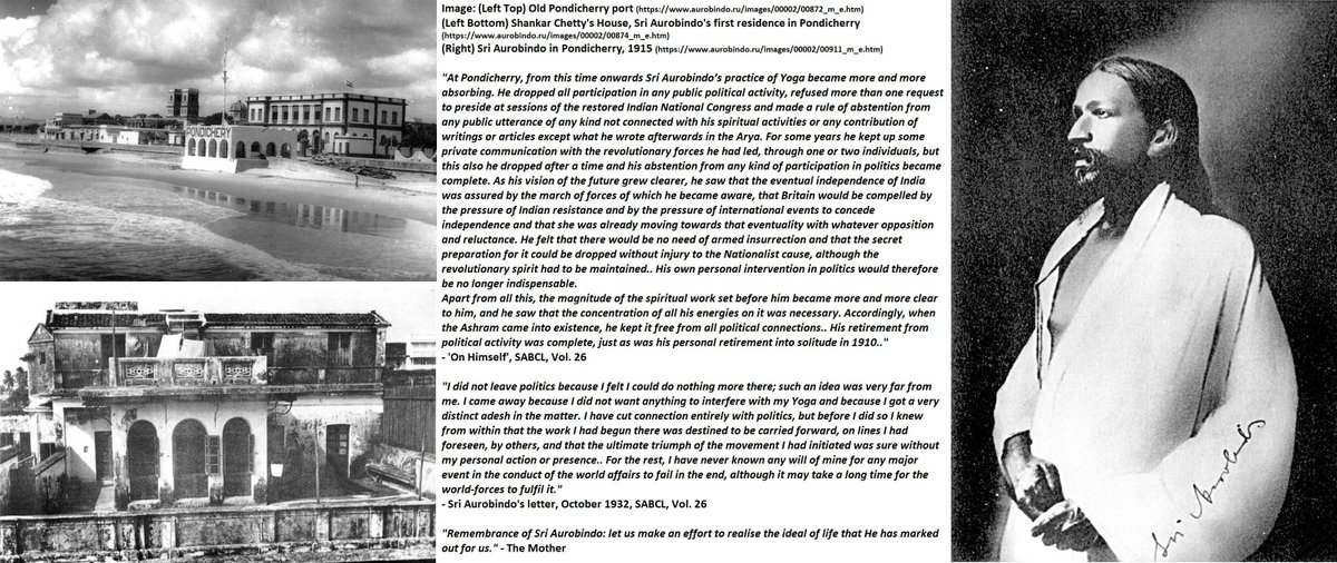 58) In Pondicherry:On this day, exactly 109 years ago,  #SriAurobindo arrived at the seat of His sadhana."As if one who arrived out of infinity’s wombHe came new-born, infant & limitless& grew in the wisdom of the timeless Child;He was a vast that soon became a Sun."(End)