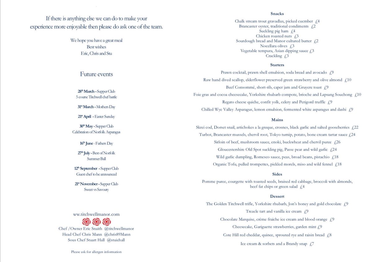 TheFoodSnobUK's tweet photo. I have to say I am getting rather excited now for my two night stay @TitchwellManor from Sunday sampling and celebrating @Chris89Mannβs 10 year anniversary menu.
It has to be done! #niptonorfolk #firstclassfood #northnorfolk #relaxaxation #onlythebest https://t.co/9pjFtDv45R