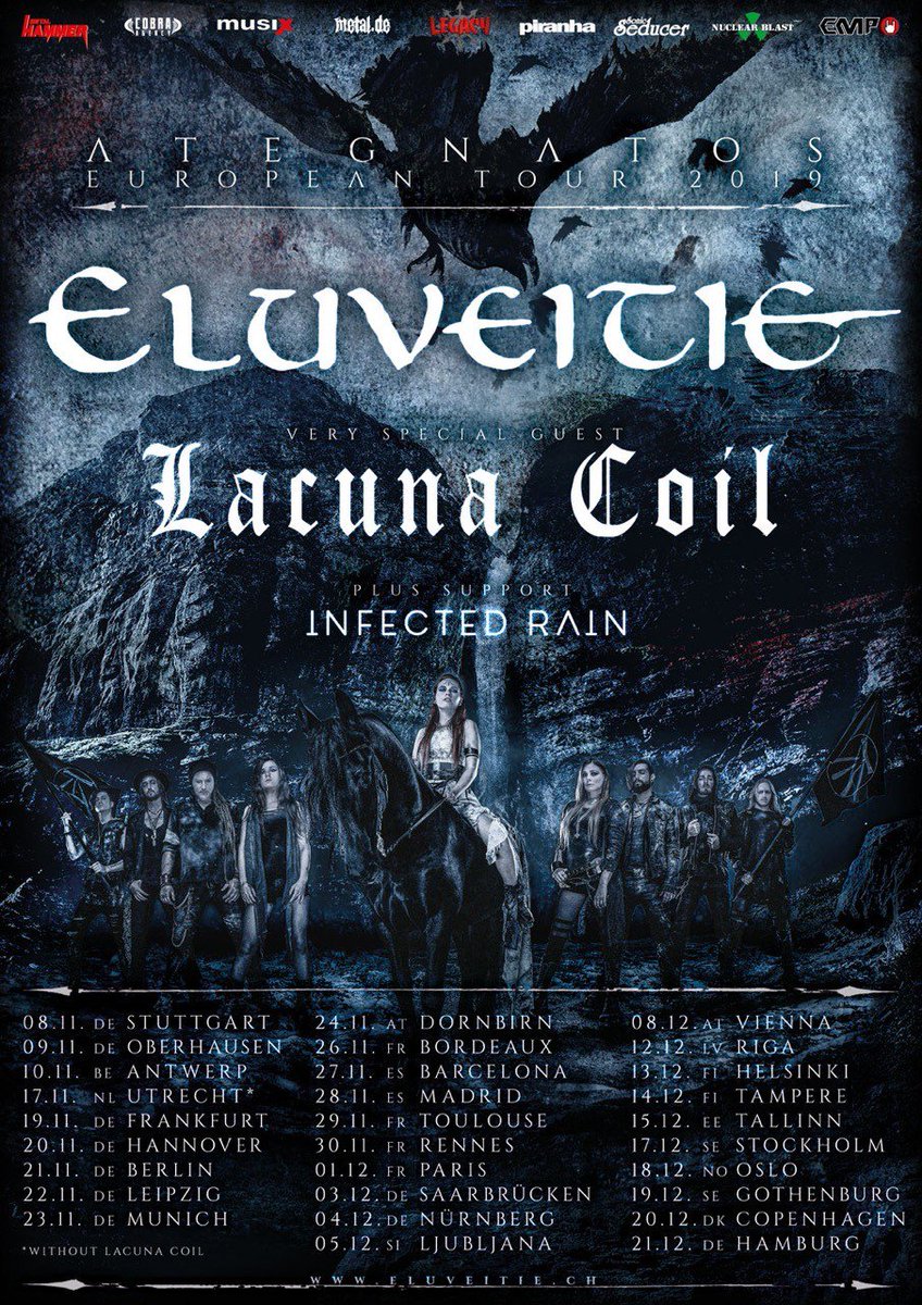 We’ve just added a new date to our EU tour with <a href="/eluveitie/">Eluveitie</a>! Copenhagen, we’ll be there on Dec 20th! 🤘 Tickets on sale tomorrow at 10.00 am!