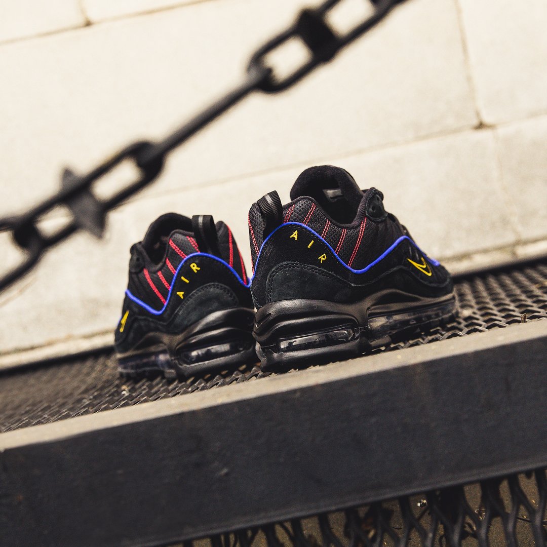 Footpatrol London 님의 트위터 Nike Air Max 98 Wmns Black Amarillo Now Available In Store And Online Sizes Range From Uk3 5 Uk7 5 Priced At 145 Shop Now T Co Ywtqxyajys Nike Airmax98 T Co Jcftmfn1px