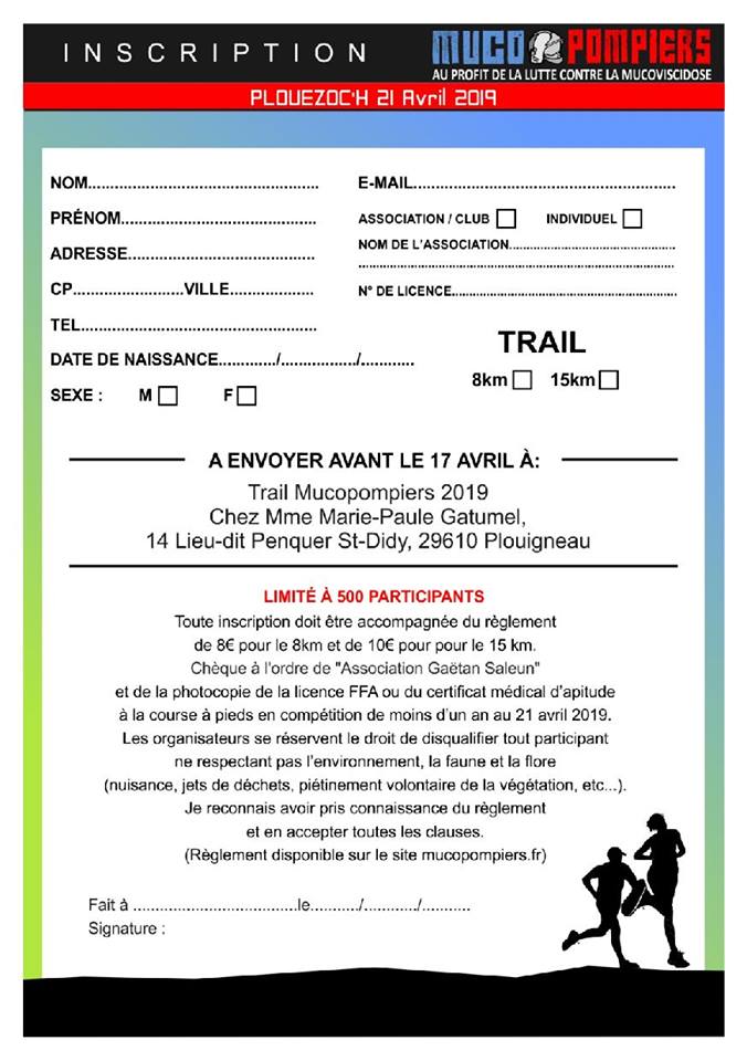 Mucopompiers's tweet photo. TRAIL MUCO POMPIER Dimanche 21 avril 2019 de 09:00 à 12:00
RDV à la salle omnisport de plouezoch

Plus d'info et inscription sur https://t.co/5EEDqL5MFI https://t.co/bIDTpVJzQF