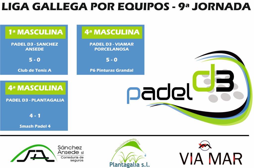 ✅ Resultados de nuestros equipos en la 9a Jornada de la Liga Gallega 💪💪. @federaciongallegadepadel 
#Padeld3 #LaCatedral #Coruña #lgec2019 #SanchezAnsede #Plantagalia #ViaMar #Bergondo