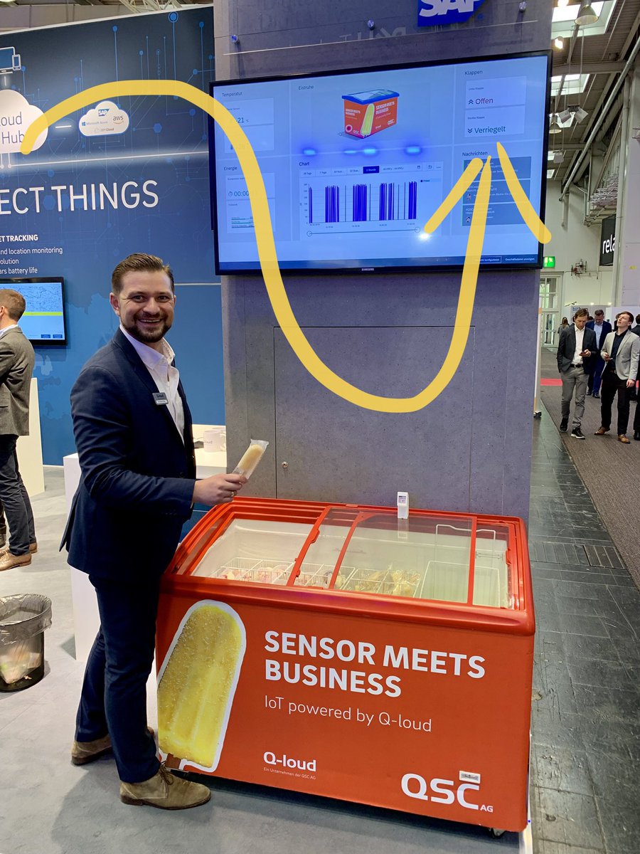 StanjaMW's tweet photo. We connect things! All eyes on @vernetzdich and #QSCsap presenting smartification of everyday life and business. Hall 6 #HMI19. We love to entertain you 🍦@QSCAG #sensormertsbusiness #QSCiot @LukasAliger @ThorstenRocket https://t.co/mHc8XH8aZF