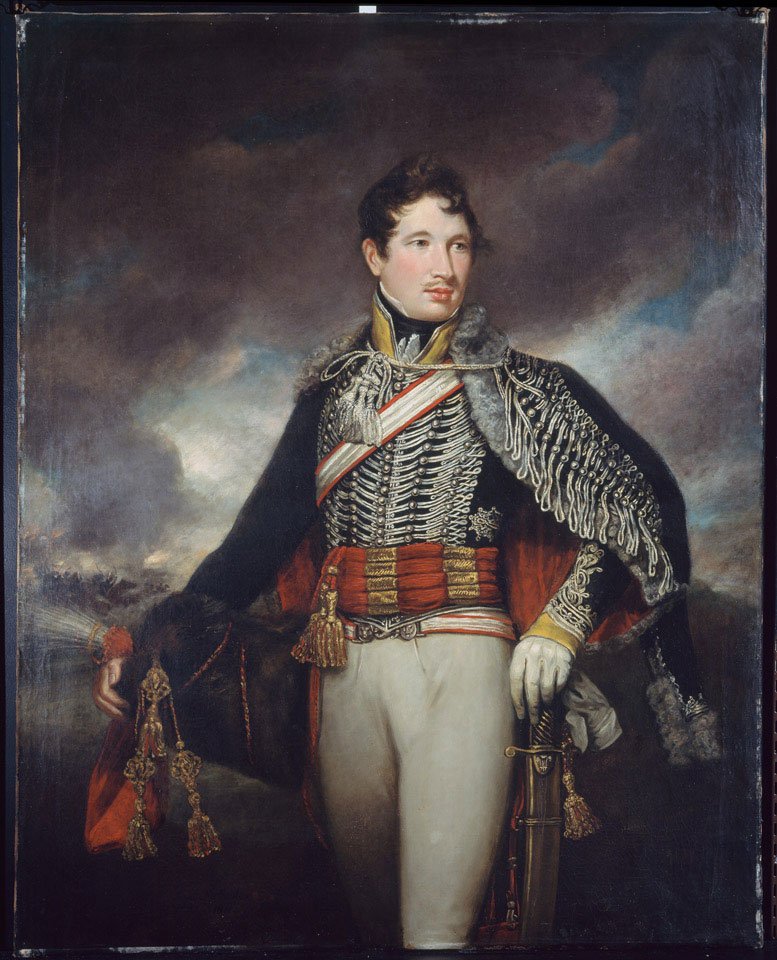 Also on the morning of 4 April, sixteen troopers of the 10th Hussars and another sixteen from the Stirlingshire Yeomanry set out from Perth for Carron. (Pic: Lt. Andrew Finucane, 10th Hussars, 1811. Just because that uniform is sweeeeeeet)
