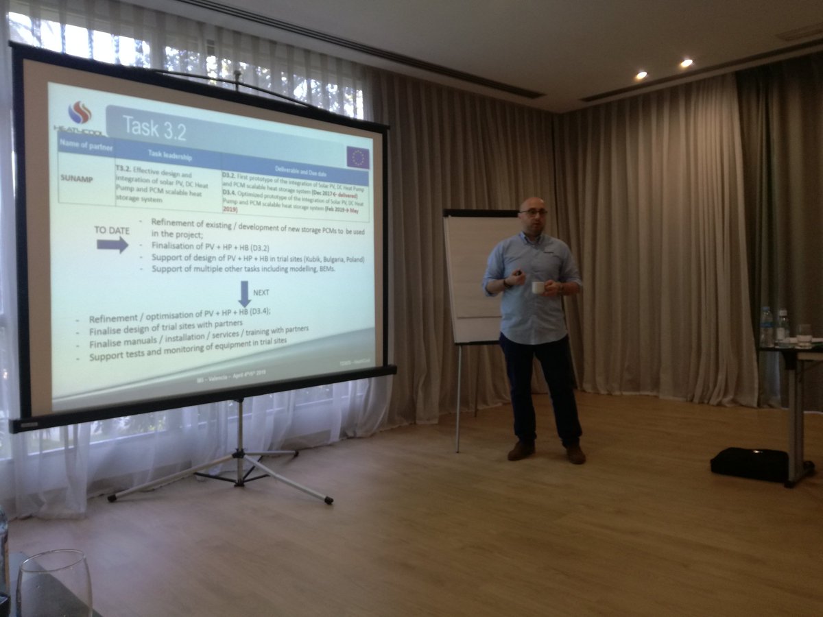 #MaurizioZaglio from <a href="/SunampLtd/">Sunamp Ltd</a> has presented design &amp; integration of solar PV, DC Heat Pump &amp; PCM