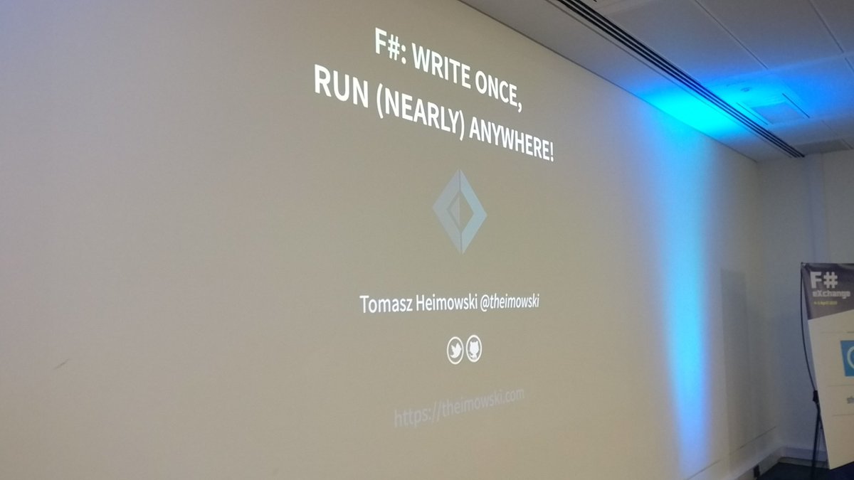 theimowski's tweet image. Just about to give my first talk at #fsharpx - if you curious about where to run F# I see you there!
