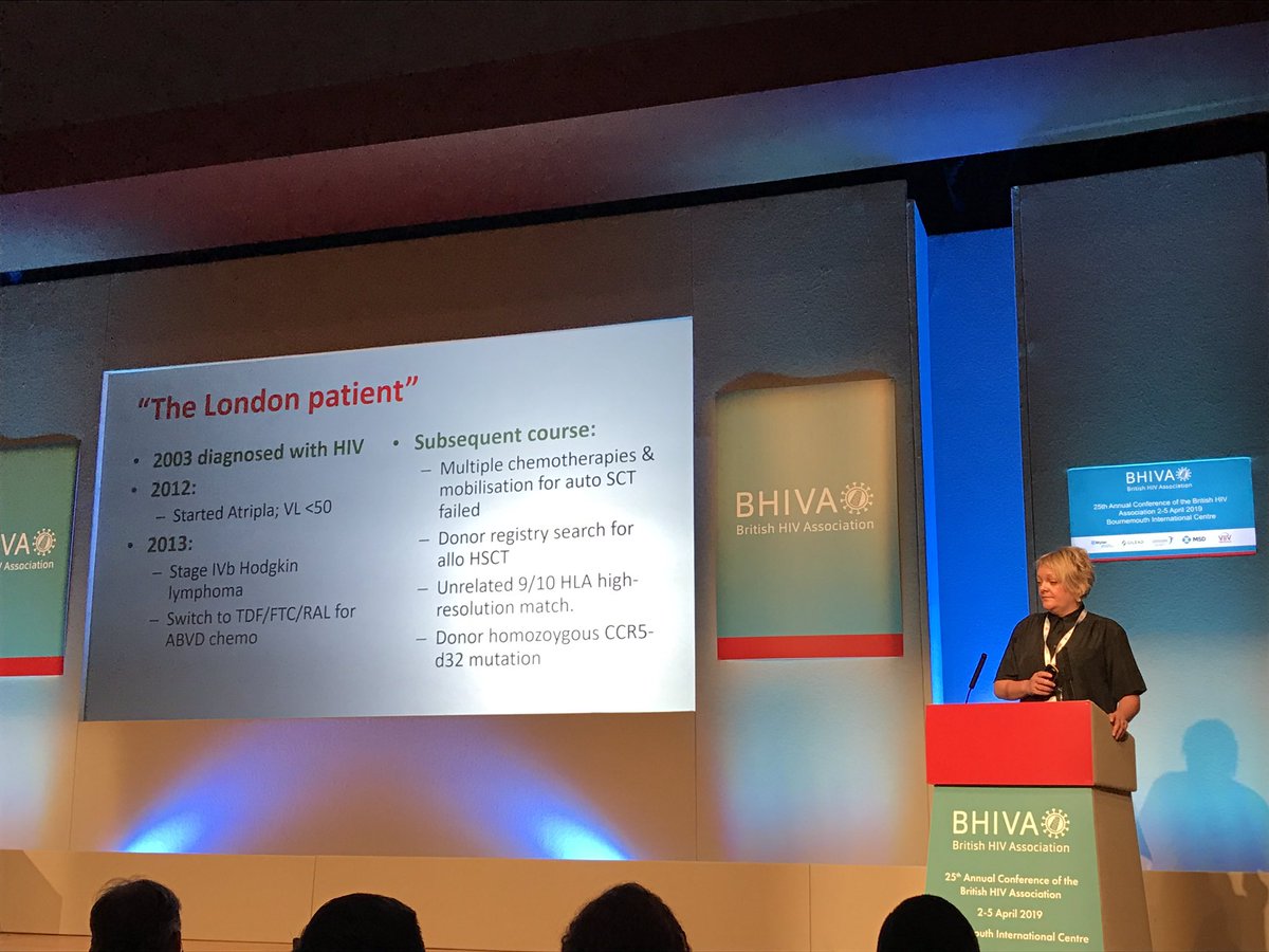 BritishHIVAssoc's tweet photo. London patient presented by @drlaurajwaters on behalf of Dr Ravindra Gupta 2nd proven case of sustained HIV-1 remission. Highlights that although exciting this was a treatment for cancer not generalisable to most people living with HIV. #bhiva2019 https://t.co/eoei2SvtzM