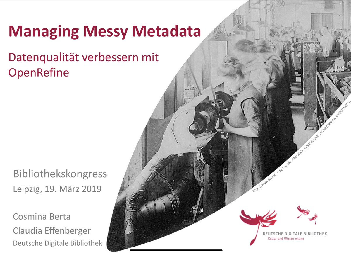 ddbkultur's tweet photo. Unser Hands-On Lab „Managing Messy Metadata“ auf dem #bibtag19 verpasst oder keinen Platz mehr bekommen? Kein Problem, die Materialien gibt´s unter https://t.co/zhiDwUXsBs. https://t.co/CDQJJa3jOu