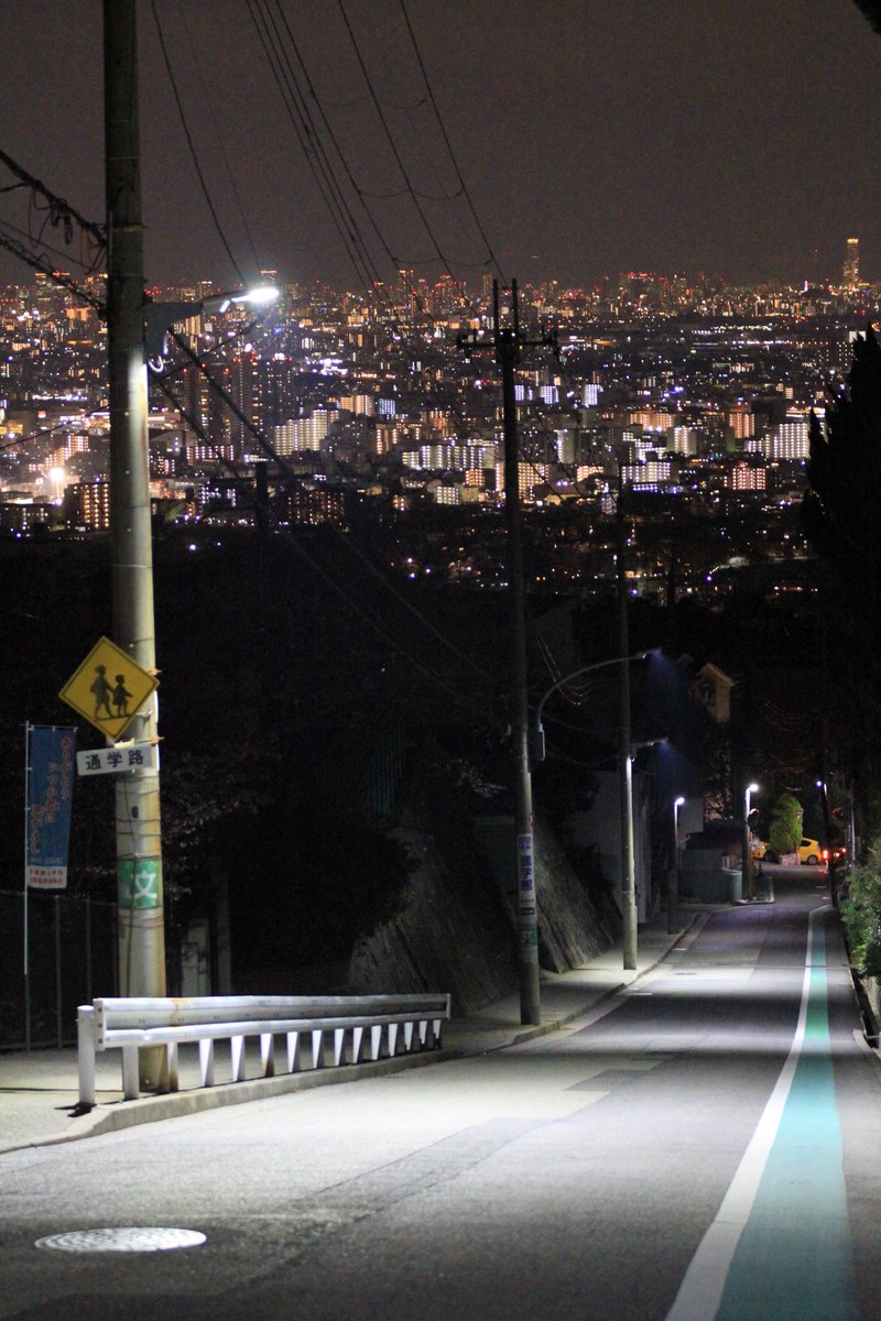 Koseiji 兵庫県立西宮北高校前の坂道 通称 ハルヒ坂 の夜景 涼宮ハルヒの憂鬱 アニメ放送時から行ってみたいなぁと思っていましたが あれからもう何年ですかね やっと見に行けました ここまでの 強制ハイキングコース の疲れもぶっ飛ぶ絶景