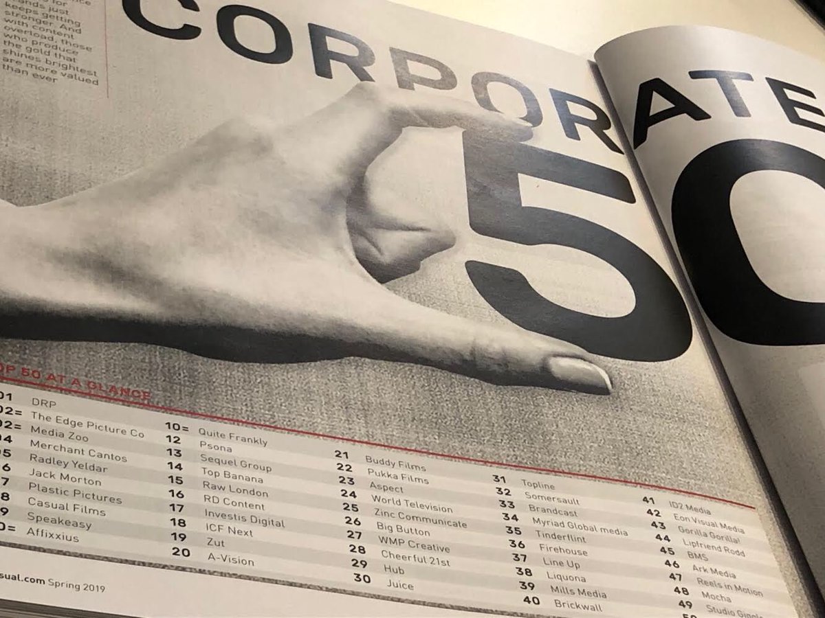 speakeasyuk's tweet photo. Very proud to be listed no9 in #TelevisualTop50. Well done to our fantastic team and congratulations to all listed. https://t.co/RabRZWSABo
