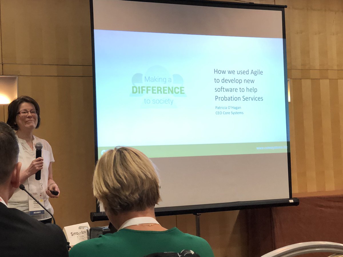purplefutures's tweet photo. Listening to Patricia O’Hagan talk about how to use agile to develop probation software #correctionstech2019 @CoreSystemsTech https://t.co/XLdAUcvRBu