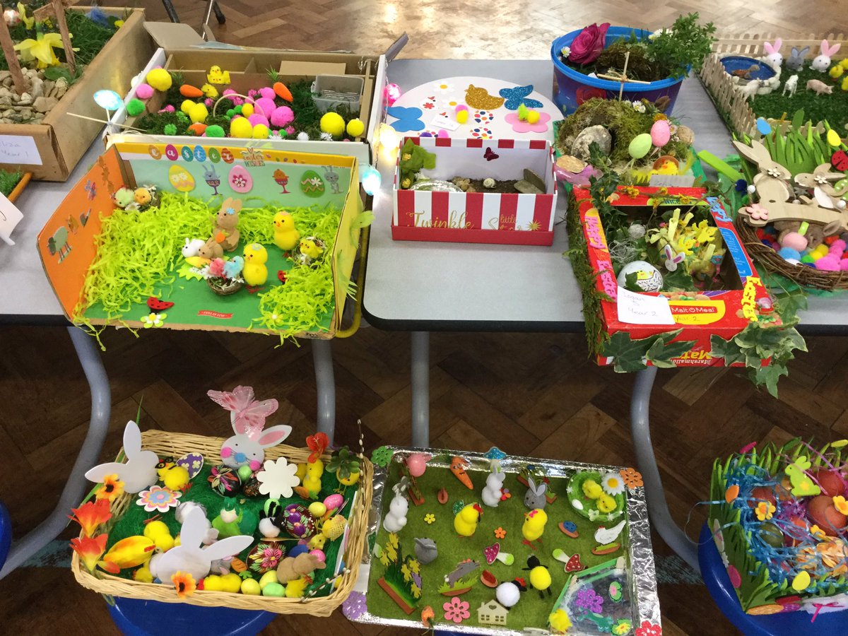 vweston8's tweet photo. Lovely Easter Bonnet and Garden Assembly. Well done every one, especially our very first edible Easter Garden! 🐣 https://t.co/toEV5a5qXG