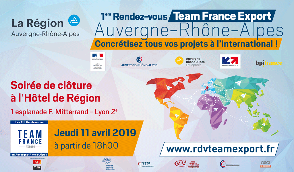 auvergnerhalpes's tweet photo. Vous êtes une #entreprise qui souhaite exporter ? Dans le cadre de la Team France Export Auvergne-Rhône-Alpes, la Région accueillera la conférence de clôture, le jeudi 11/04 à 18h. Programme et Inscriptions : https://t.co/K1MTTY83r9 #TFEARA2019 https://t.co/9Et3klqISM