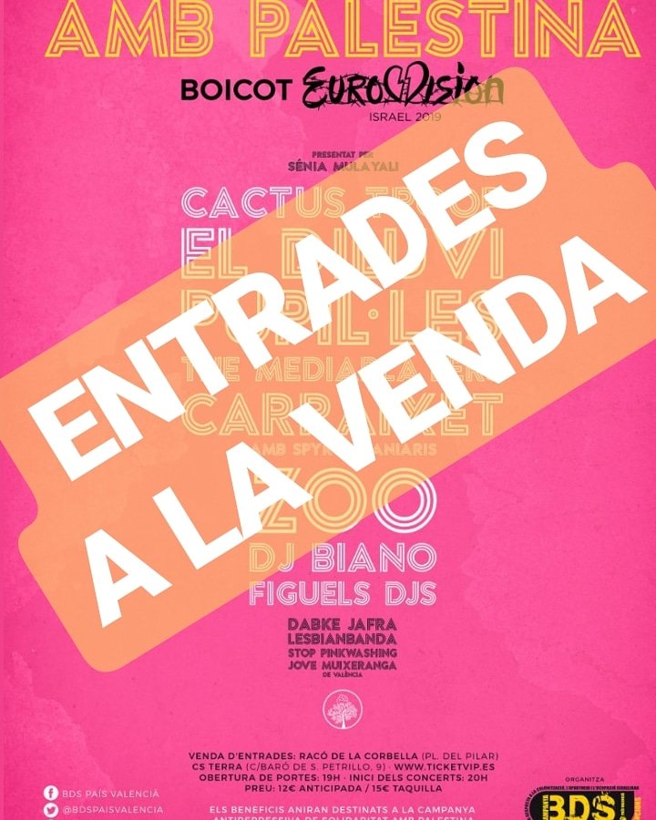 BDSPaisValencia's tweet photo. 📣 📣 ENTRADES JA A LA VENDA!!! Festival Solidari amb Palestina #BoicotEurovision | 18 maig, 20h a la Sala Repvblicca (Mislata).

12€ anticipada / 15€ en taquilla
- FÍSIQUES: @CS_Terra i @RacoCorbella
- ON-LINE a https://t.co/PuqB3uaIIC: https://t.co/869GY8fwkk
Va, que volen! https://t.co/Eg9Gsv34cw