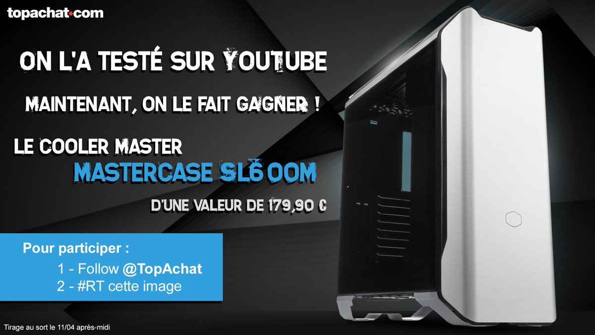TopAchat's tweet image. #Concours On l'a testé sur YouTube, maintenant on le fait gagner ! Le MasterCase SL600M !

topachat.com/pages/detail2_…

Pour participer :
☑ #RT ce tweet
☑ Follow @TopAchat 

Tirage au sort le 11/04 🍀