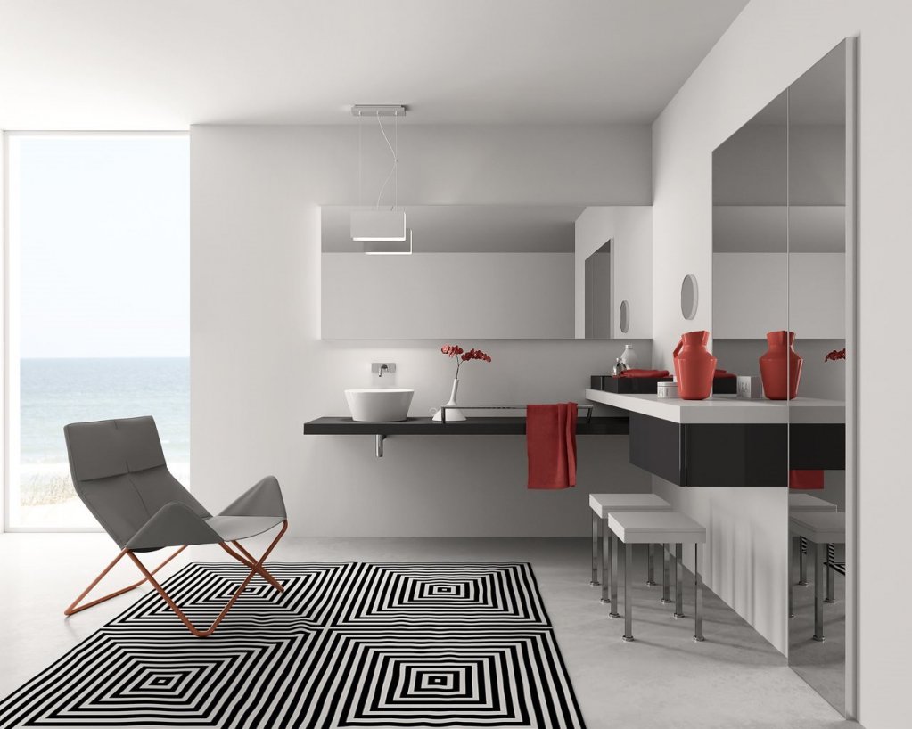 La ricerca della geometria più decisa dalle forti suggestioni e dal rigore assoluto definiscono l’estetica del piano top per il bagno a forte spessore di Inda. Nato per accogliere tutti i lavabi da appoggio disponibile in varie misure e colorazioni
#Salarolihome #Inda #design