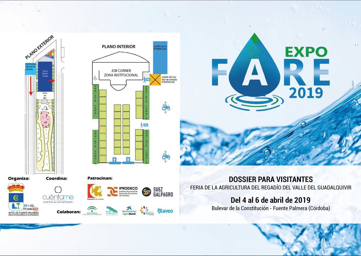 ETSIAMCordoba's tweet photo. 🗣Hoy visitamos junto a alumnos de @ETSIAM_MIA @expofare #EXPOFARE19 Feria de la #AgriculturadeRegadío 💦🌾40 estands con las últimas tendencias en el sector + jornadas técnicas 
¡Hasta el 6 de Abril en #FuentePalmera! 
#HacerEscuela 🤲 https://t.co/JGFMPl0HzS
