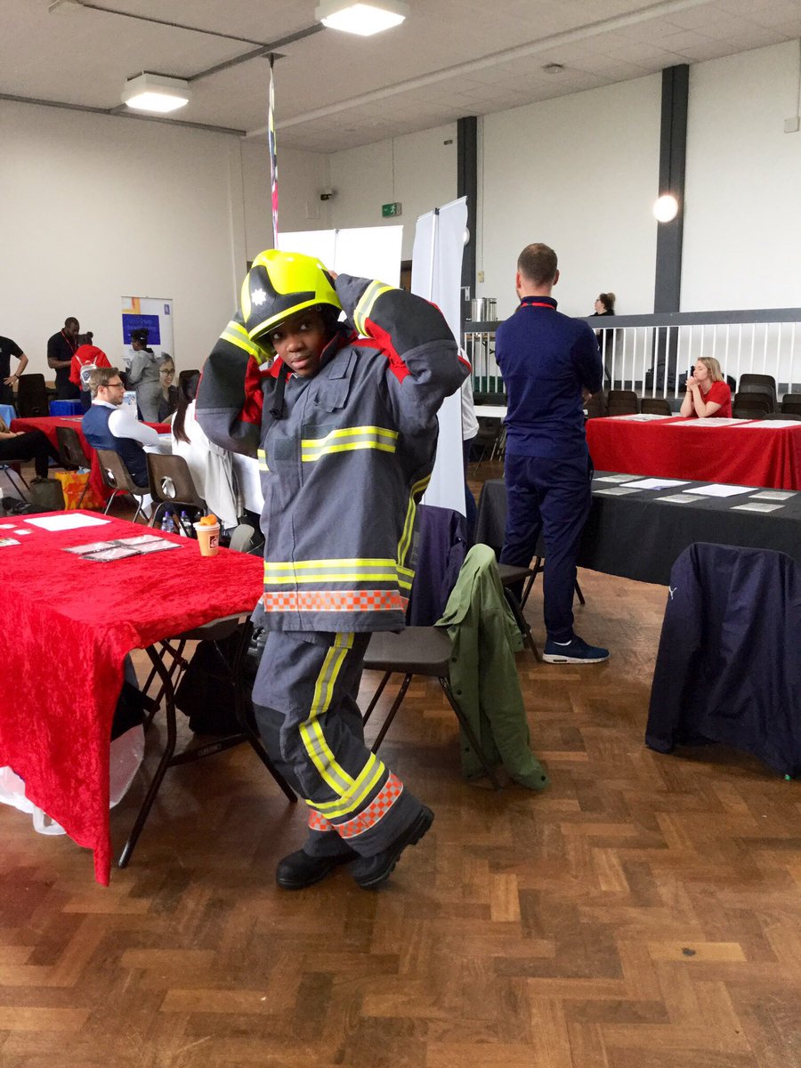 GreenwoodAcad's tweet photo. What a great event! The pupils are loving the really creative stalls and we might even have a couple of firefighters in the making! #careergoals @nottsfire https://t.co/dKnhDf8yB5