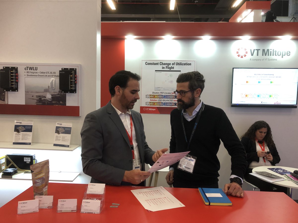 galgus_'s tweet photo. Day3 #AIX2019. We're having so many interesting meetings at VT Miltope's booth #2D28 (Hall B2 Lower). Still time to meet our CEO, @Jose_A_GG! Learn about the main features of our on-board WiFi optimization SW such as "Location" or "Wireless Intrusion Detection/Prevention". #AIX19 https://t.co/91YOdMJ7Nl