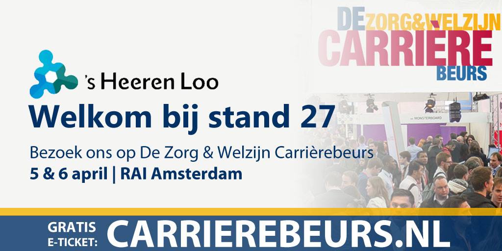 5 en 6 april staan we op de Zorg en Welzijn Carrièrebeurs in Amsterdam. Dit is dé beurs voor (bijna) afgestudeerde Zorg en Welzijn kandidaten met werkervaring. Heb je interesse in een baan in de zorg? Wij staan je graag te woord bij stand 27! Inschrijven? bit.ly/2TTLV7p