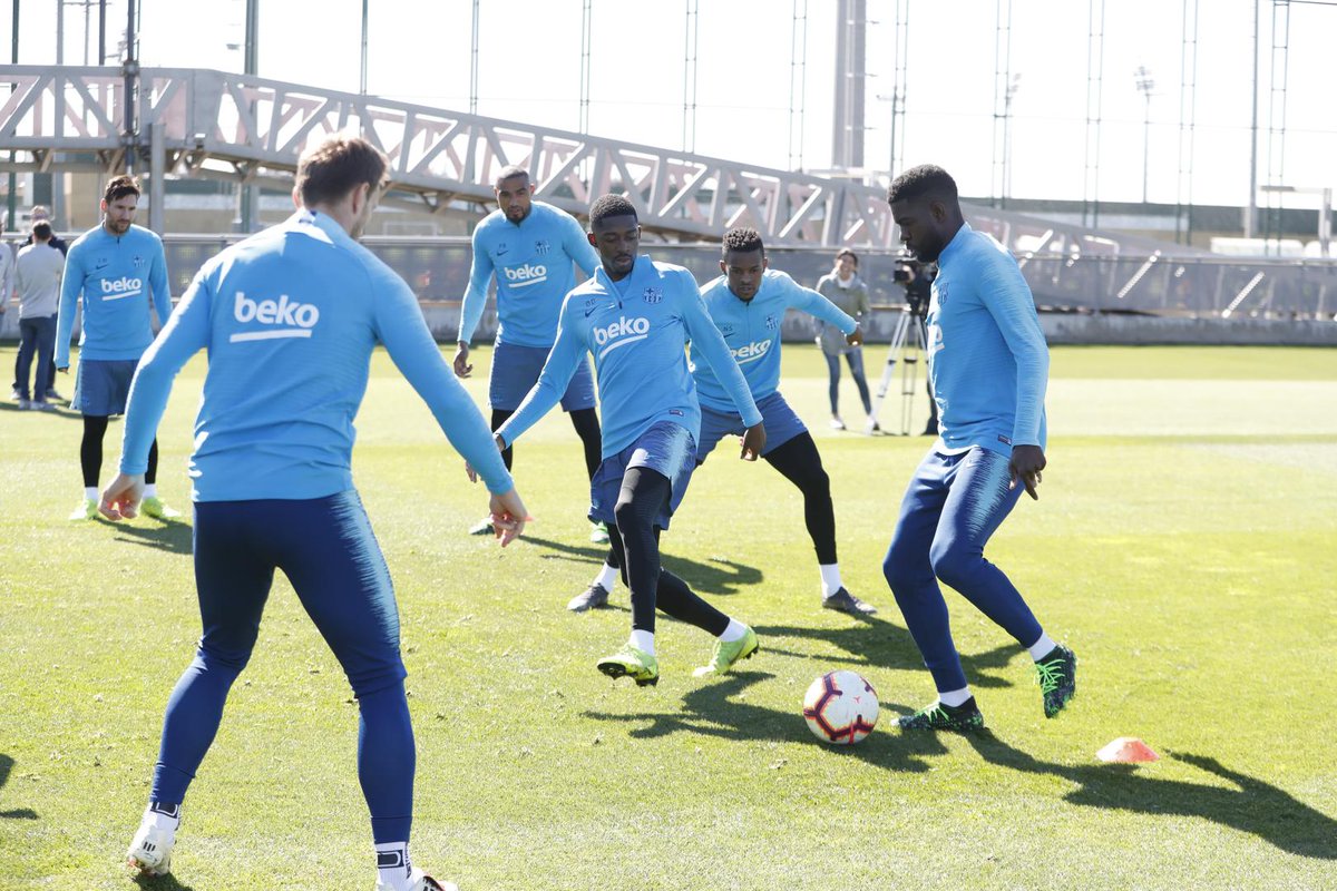 Dembélé, durante el entrenamiento.